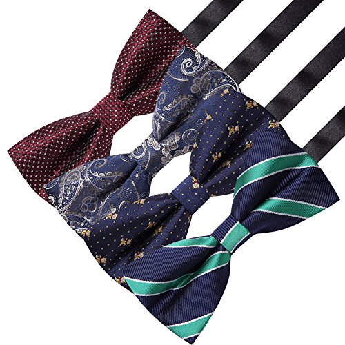 AUSKY 8 PACKS Elegant Adjustable Pre-tied Bow Ties for Men Boys (1&4&5&6&8 Pack for option) - color: G