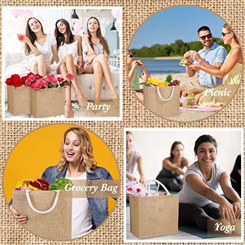 Silkfly 30 Pack Burlap Tote Bags Bulk Large Reusable Bag, Jute