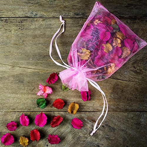 Sheer Organza Mesh Drawstring Gift Bags Reusable 100pcs 4x6 Inch Pink - color: Pink 4x6in 100pc