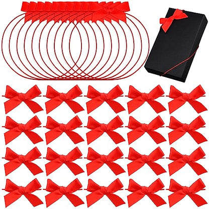 60 Pcs Elastic Bows for Gift Boxes Wrapping 15.74 Inches - color: Red