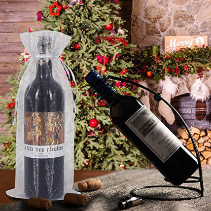 HRX Package 30pcs Mesh Organza Wine Bags for Gift Giving (White) - color: White