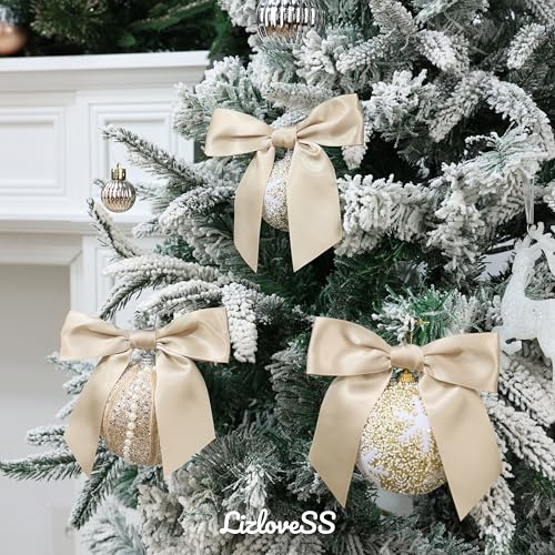 Champagne Gold Satin Ribbon Twist Tie Bows 5 Inch 36 Pack - color: Champagne
