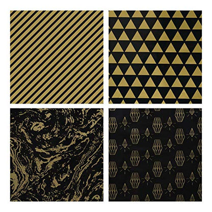 RUSPEPA 40 Pcs Black Gold Poly Mailers Shipping Bags, 10" x 13" Stripe, Geometric, Marble & Triangle Design Waterproof Tear-Resistant Self Mailing Envelopes for Small BusinessClothing Holiday Shipping - color: Black Gol