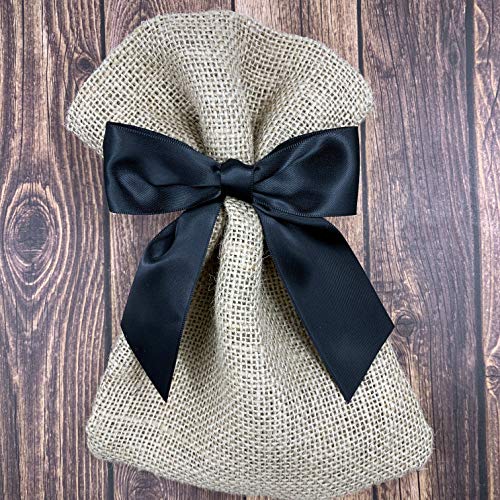 Pre-Tied Black Satin Bows - 4 1/2" Wide, Set of 12, Halloween, Fall - color: Black Satin