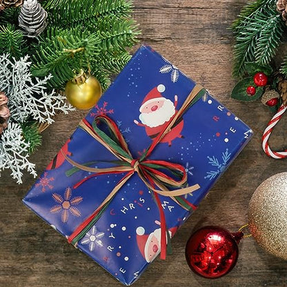 Tenn Well 3Rol 984ft Raffia Ribbon Red Green Natural for Gift Wrapping - color: Red+Green+Natural