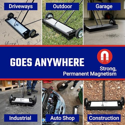 Master Magnetics Heavy Duty Magnetic Sweeper - Heavy Duty Push-Type with Release, 24" Sweeping Width, MFSM24RX - style: 24"