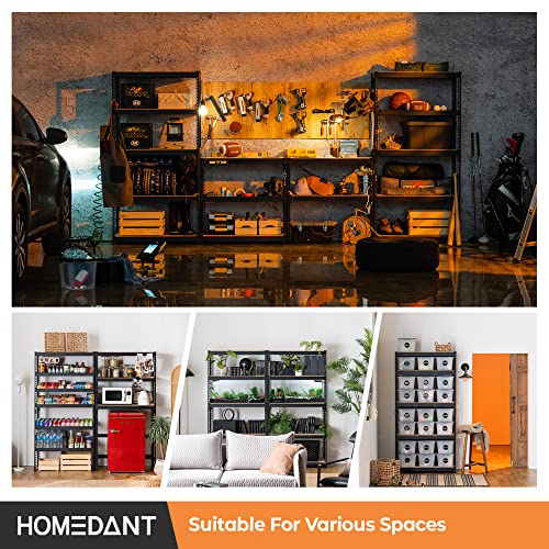 HOMEDANT Black 35.9" W 5 Tier Storage Shelves Garage Shelving Unit Metal - color: Black, size: 35.9"W x 16.2"D