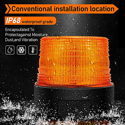 AnTom 2PCS Wireless Strobe Light Amber Warning Beacon Light for Trucks - color: Amber 2PCS