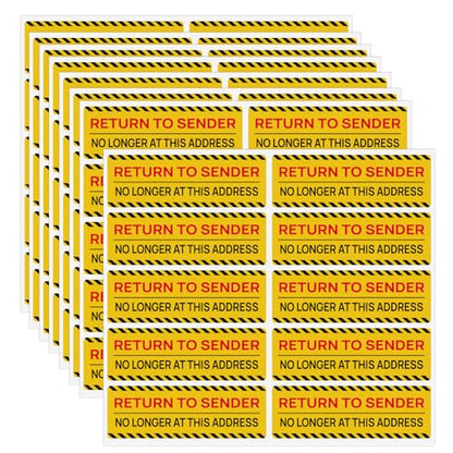100PCS Return to Sender No Longer at This Address Stickers,3x1 Inch Self Adhesive Label Please Return to Sender Stickers for Letter Envelope Mailbox Postal Service Cartons Shipping(Yellow)