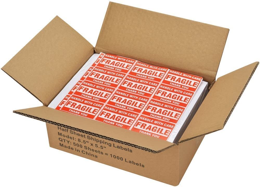 MFLABEL Half Sheet Shipping Labels 2-UP (100 Labels, 8.5"x5.5") - Round Corner Laser/Inkjet Labels for FedEx, UPS, Amazon FBA Strong Adhesion Corrugated Box Labels - size: 8.5" x 5.5" (2-up Round)