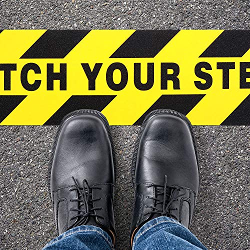 Boao 2 Pieces Watch Your Step Floor Stickers Anti Slip Abrasive Safety