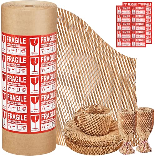 JARLINK Honeycomb Packing Paper, 15" x 412' Bubble Wrap Roll for Packing - size: 15"x 412'