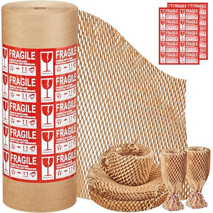 JARLINK Honeycomb Packing Paper, 15" x 412' Bubble Wrap Roll for Packing - size: 15"x 412'