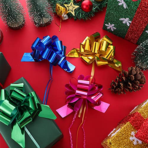 Chunyin 72 Pcs 5 Inch Pull Bows for Gift Wrapping Gift Bows, classic Color - color: Red, Gold, Green, Rose Red, Silver, Blue