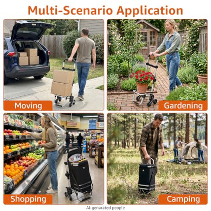 Stair Climbing Shopping Cart for Groceries, 3-in-1 Foldable
