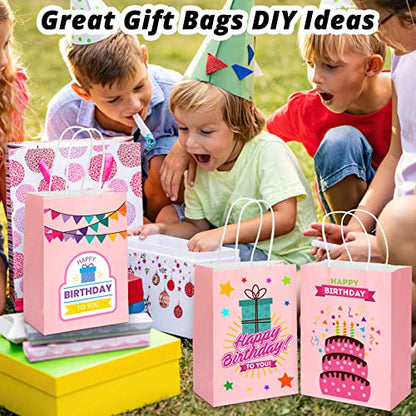 HavrePac 100 Pack Pink Gift Bags with Handles 5.9x3.15x8.26 inch - color: Pink