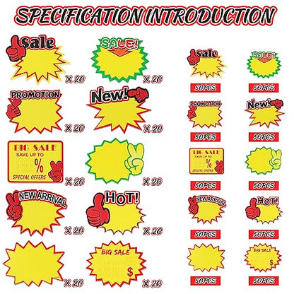 Starburst Sign for Retail Store Large 200pcs yellow
