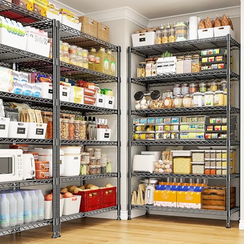 REIBII 71" H 6-Tier Heavy Duty Wire Shelving, 1200 lbs, 2-in-1 Adjustable - size: 6 Tier-14"D x 29"W x 71"H