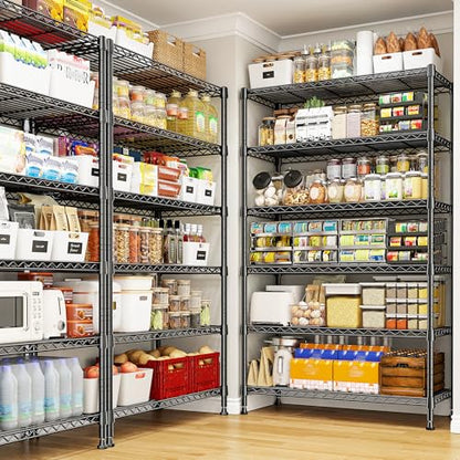 REIBII 71" H 6-Tier Heavy Duty Wire Shelving, 1200 lbs, 2-in-1 Adjustable - size: 6 Tier-14"D x 29"W x 71"H