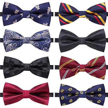 AUSKY 8 PACKS Elegant Adjustable Pre-tied Bow Ties for Men Boys (1&4&5&6&8 Pack for option) - color: F