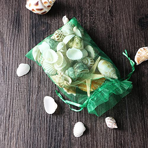 Pack of 50 Sheer Organza Mesh Drawstring Gift Bags 5x7 Inch Green - color: Green 5x7in 50pcs
