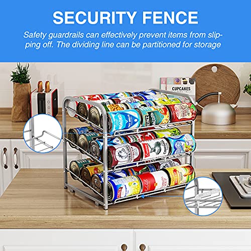 Can Rack Organizer,3 Tier Stackable Can Storage Dispenser,Sliver - color: Silver
