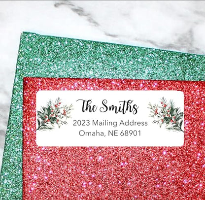 Sunshine Stickers Custom Christmas Return Address Labels-Personalized Holiday Return Address Labels, Set of 120 Self Adhesive Mailing Rectangle Personalized Name Stickers for Envelopes (Pattern 3) - style: Pattern 3