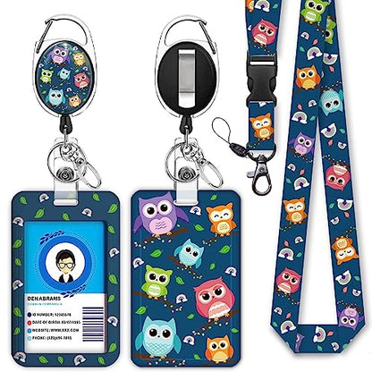 Giancomics Owl Lanyards for ID Badges, Badge Holder Retractable Reel Card - color: Owl
