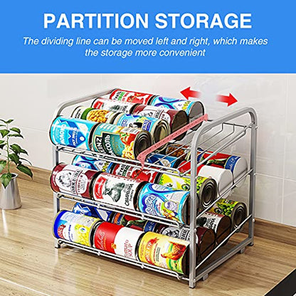 Can Rack Organizer,3 Tier Stackable Can Storage Dispenser,Sliver - color: Silver