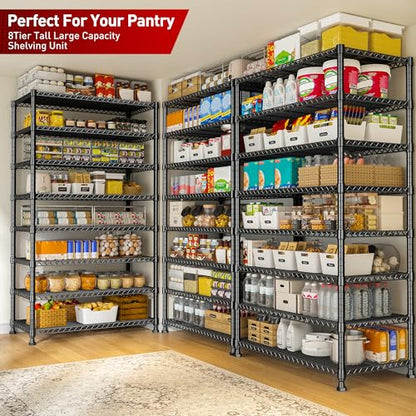 REIBII 8 Tier Metal Shelving, Adjustable & 75" H Space Saving, for Kitchen - size: 【8 Tier】75"H X 35"W X 14"D