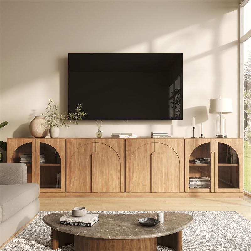 BELLEZE Bijou 4-Piece Modular Sideboard Buffet Cabinet - Camel - color: Bijou Camel Aabb