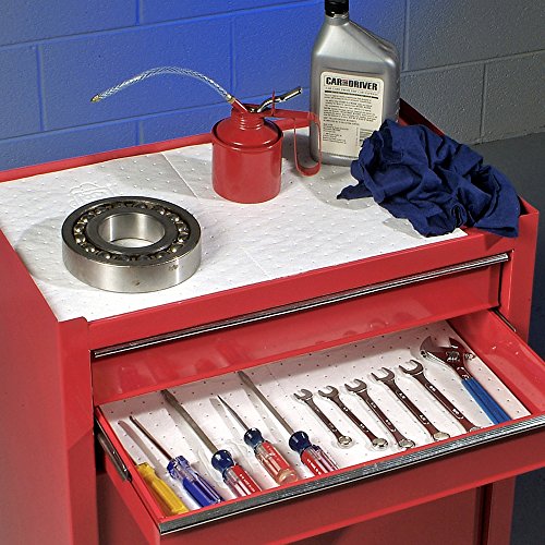 PIG Oil Absorbing Mat Pad in Dispenser Box Absorbs Oil and Fuel Repels Water 14-Ounce Absorbency 15" x 20" Box of 200 MAT485 - style: With Dispenser Box