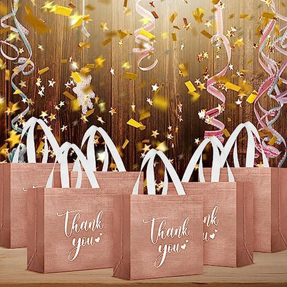 Sweetude 30 Thank You Non Woven Gift Bag, 11 x 12 x 5 Inch, Rose Gold - color: Rose Gold, size: 11 X 12 X 5 Inch