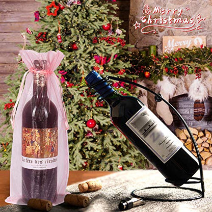 HRX Package 30pcs Mesh Organza Wine Bags for Gift Giving (Pink) - color: Blush Pink