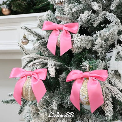 Hot Pink Satin Ribbon Twist Tie Gift Bows 5 Inch 36 Pack - color: Hot Pink