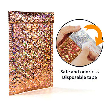 30Pcs 7x11Inch Holographic Bubble Mailers Self Seal Padded Envelopes Silver Gold - color: Gold