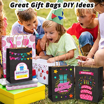 HavrePac 100 Pack Gift Bags with Handles 5.9x3.15x8.26 inch Black - color: Black