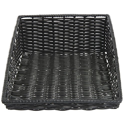 Kratos Rectangular Black Plastic Tapered Washable Produce Basket - color: Black, size: 15.5"Lx 24"D x 1.5"-7"H