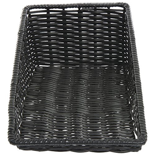 HUBERT Wicker Look Tapered Storage Basket, Rectangular Black - 11 1/2"L x 24"D x 1 1/2" to 7"H - color: Black, size: 11.5"Lx24"Dx1.5-7"H