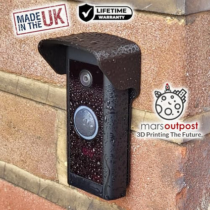 No Drill Rain Cover for Video Doorbell Wired (Model 5AT3T5) Hood Anti-Glare Protection Weather Protector Rain Shield No-Drill Weatherproof Snow Sun Shade Made in UK - style: Cover