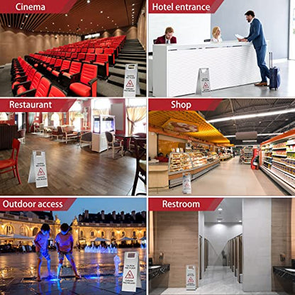 LEIFIDE 1 Pcs Wet Floor Signs, Bilingual Stainless Steel,Silver - color: Silver