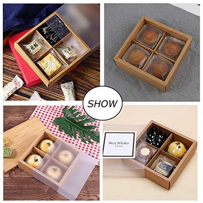 15 Packs Cupcake Boxes with Inserts and Display Windows,Brown Kraft Treats Gift Boxes,Cupcake Containers for Baking Pastries Goodies Biscuits(4 Lattices) - color: Brown, size: Brown 4 Lattice