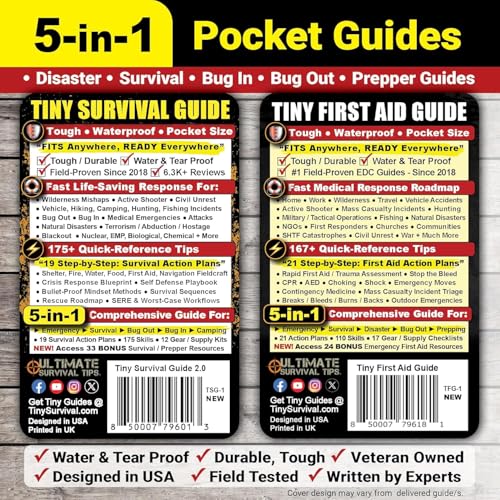 Tiny First Aid Guide: Emergency Medical Care for Anywhere - The Ultimate Step-by-Step, Everyday Carry: Survival Medicine Pocket, Micro-Guide (1 Tiny Guide & 1 Tiny Field Guide) - style: 1 Tiny Guide + 1 Tiny Field Guide