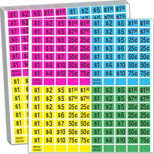 2240 Pcs Garage Sale Stickers,1/2" X 3/4" Pre-Printed Yard Sale Tag Sticker - style: Rectangular - 2240pcs