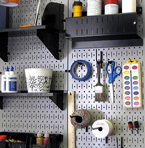 Wall Control Pegboard 32in x 16in Gray Metal Pegboard Tool Board Panel - color: Gray