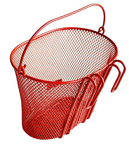 Basket with Hooks, Front, Removable, Wire mesh Small, Kids Bicycle Basket - color: Red