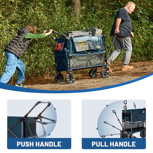 TIMBER RIDGE Push & Pull Double Decker Wagon, 400L Capacity & 450lb Load