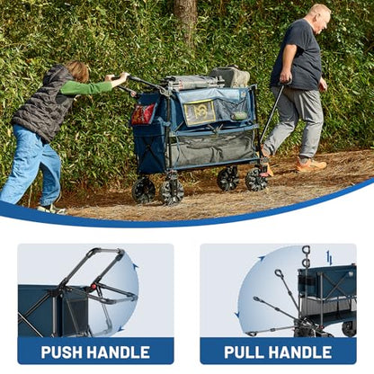 TIMBER RIDGE Push & Pull Double Decker Wagon, 400L Capacity & 450lb Load