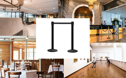 Montour Line M650 Retractable Belt Barrier Stanchion, Set of 2, Black Post - color: Yellow with "CAUTION - DO NOT ENTER" Black Letters, size: Black