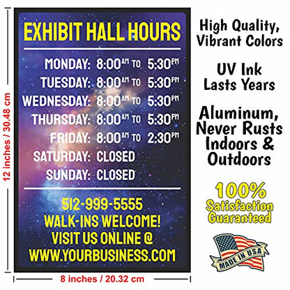 Customized Business Hours Personalized Sign, 8x12 - color: Custom Business Hours Dark Colors